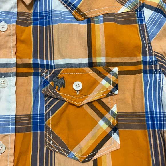Aeropostale Men's Pocket Shirt Short Sleeve Orange Blue Size Medium - Picture 2 of 9